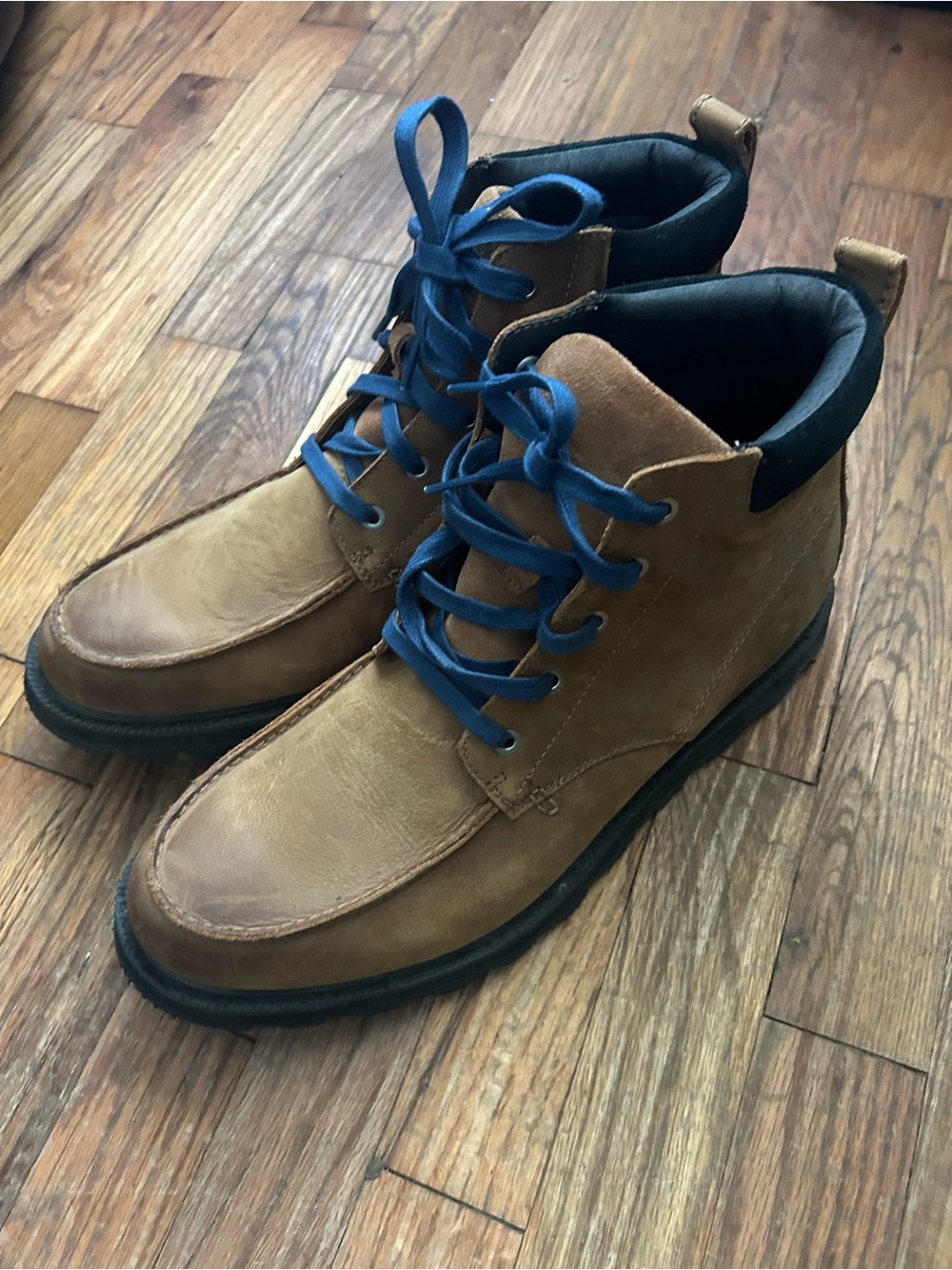 Sorel Madson Moc Toe Waterproof Chukka Boots Tobacco Tan Blue Lace Size 12